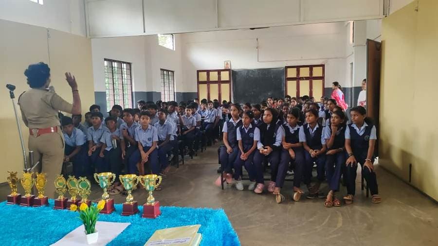 School assembly with a guest speaker